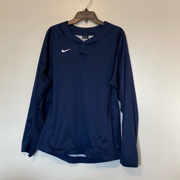 Nike Blue Pull Over One Snap Long Sleeve Kangaroo Pocket Front Jacket